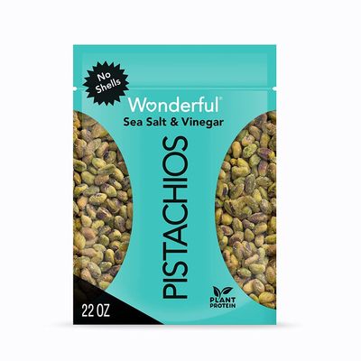 Wonderful Pistachios No Shells, Sea Salt &amp; Vinegar Nuts, 22 Ounce Resealable Bag, Protein Snacks, Gluten Free, Healthy Snack