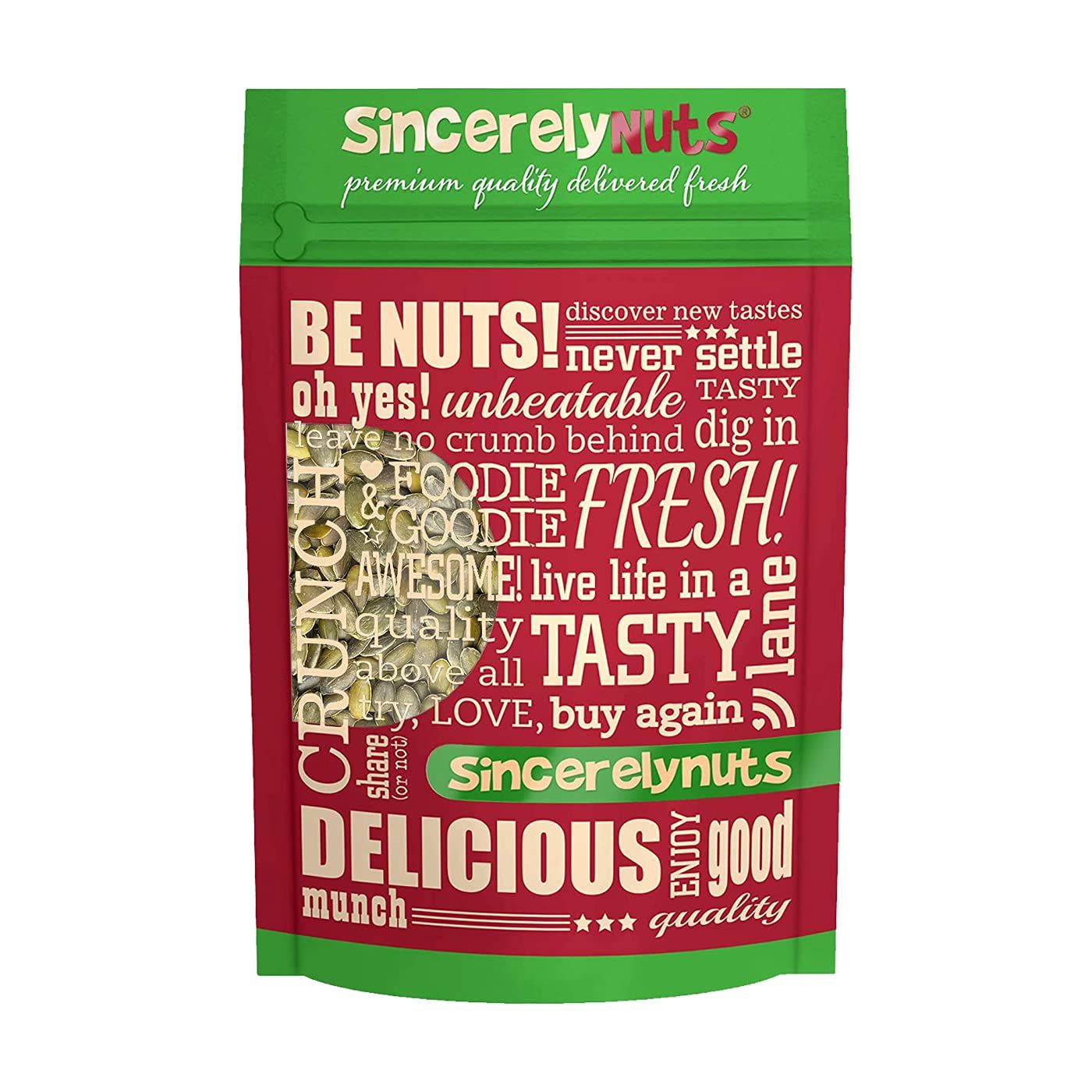 Sincerely Nuts - Raw Unsalted Shelled Pepitas Pumpkin Seeds  Healthy Antioxidant All Natural Snack Food or Toppings  Vegan, Kosher, Gluten Free Food  High in Protein 3(LB) Bag