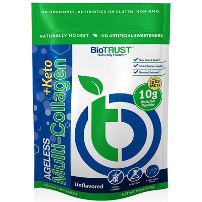 BioTrust Multi Collagen Protein Powder  Keto MCT Oil - 5 Types (I, II, III, V, X) &amp; 100% Caprylic Acid C8 - Support Elevated Ketones, Metabolism, Joints &amp; Beauty All in 1 Collagen Powder (Unflavored)