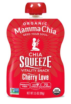 Mamma Chia Organic Vitality Squeeze Snack, Cherry Love, 16- 3.5 Ounce Chia Vitality Snack, USDA Organic, Non-GMO, Vegan, Gluten Free, and Kosher (Pack of 16)