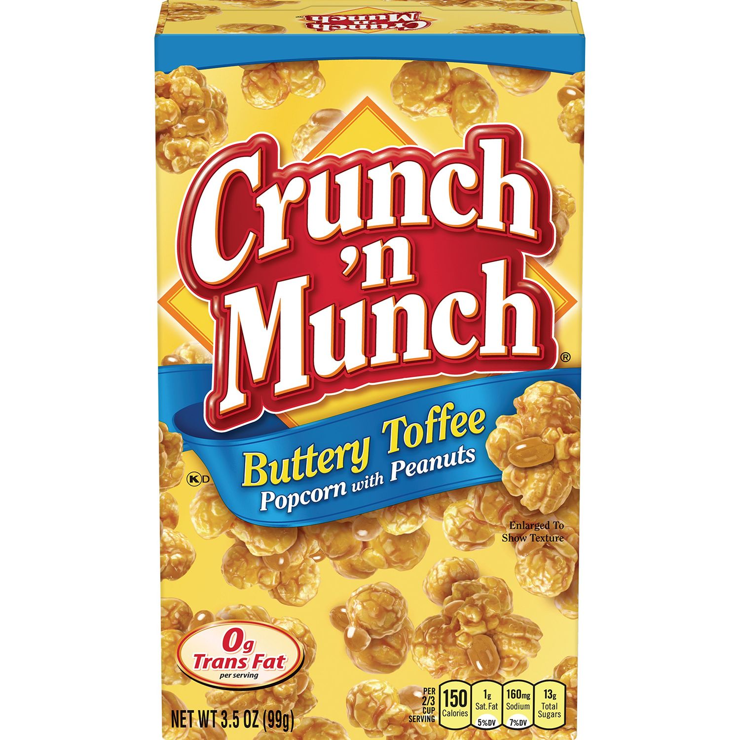 CRUNCH &#39;N MUNCH Buttery Toffee Popcorn with Peanuts, 3.5 oz. (Pack of 12)