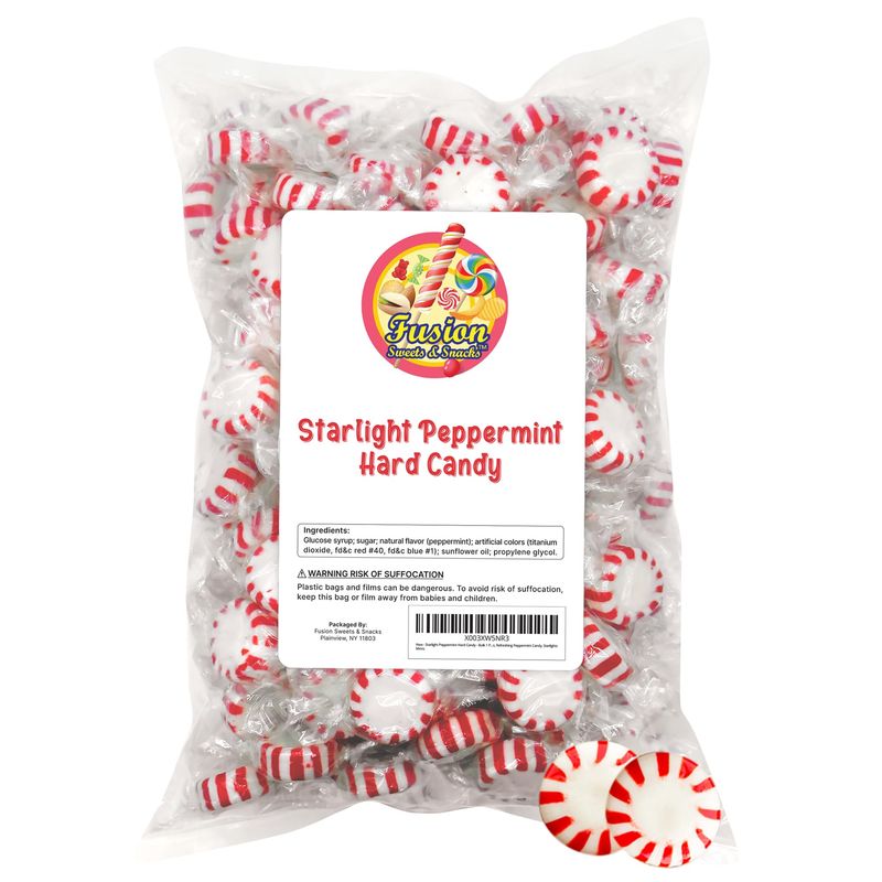 Starlight Peppermint Hard Candy - Bulk 2 Pounds (Approx 170 Count) - Individually Wrapped Peppermints, Starlights Mints - Refreshing Peppermint Candies - For Fresh Breath