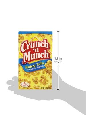 CRUNCH 'N MUNCH Buttery Toffee Popcorn with Peanuts, 3.5 oz. (Pack of 12)