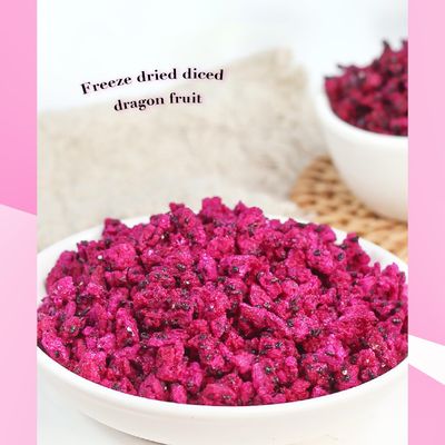 TXDYNLLK Freeze-Dried Diced Dragon Fruit 5.3oz(150g) Single Ingredient, No Added Sugar, Dragon Fruit Cubes for Drinks, Dried Dragon Fruit Snack