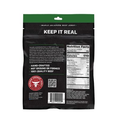 Renner Corner Jerky's Maple Jalapeno Beef Jerky (4oz) - 100% Natural, Handcrafted Premium Beef, Made in South Dakota, No Additives/Chemicals, Cured in Smokehouse, Never Processed