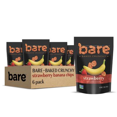 Bare Baked Crunchy Banana Chips, Strawberry, Gluten Free, 2.7 Ounce Bag, 6 Count (Pack of 1)