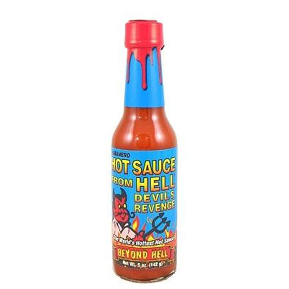 Hot Sauce From Hell Devil&#39;s Revenge - 5 Ounce - Gourmet Habanero Hot Sauce with Capsicum Extract for Chicken Wings - Perfect for the Fan of Extra Hot Hot Sauces - Dance with the Devil!