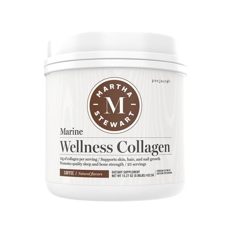 Martha Stewart Collagen Peptides Powder - Multi Collagen for Women  Healthy Supplement for Skin, Hair, Nails, and Bone Strength  15g Protein  Coffee  25 Servings