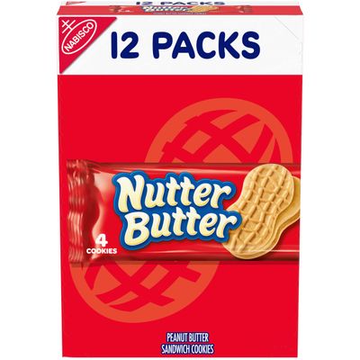 Nutter Butter Peanut Butter Sandwich Cookies, 12 Snack Packs (4 Cookies Per Pack)