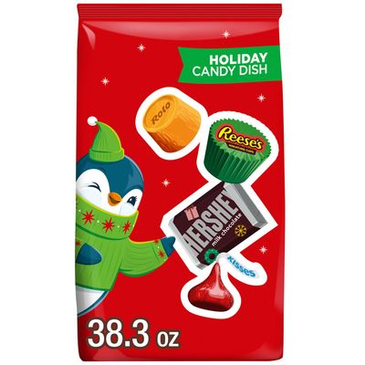 HERSHEY&#39;S, REESE&#39;S, ROLO, and KISSES Assorted Chocolate, Christmas Stocking Stuffer Candy Bulk Bag, 36 oz