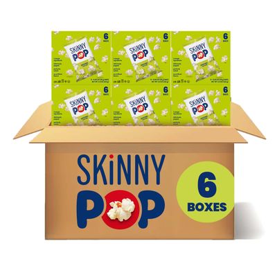 SkinnyPop Popcorn, Original, Gluten Free, Non-GMO, 0.65oz Individual Size Snack Bags, 6 Boxes (6 Bags per Pack)