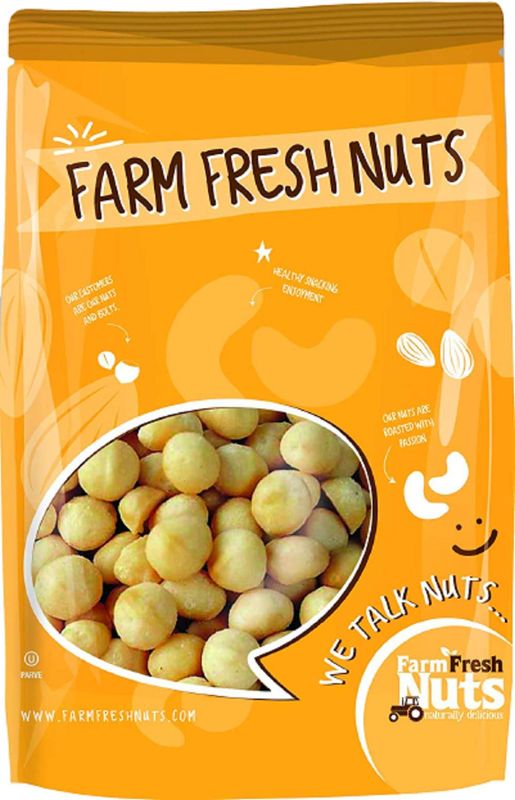 Dry Roasted Macadamia Nuts Unsalted (1 Lb.) - Oven Roasted Without Oil - Vegan &amp; Keto Friendly - Baked in Small Batches for Added Freshness - Farm Fresh Nuts Brand