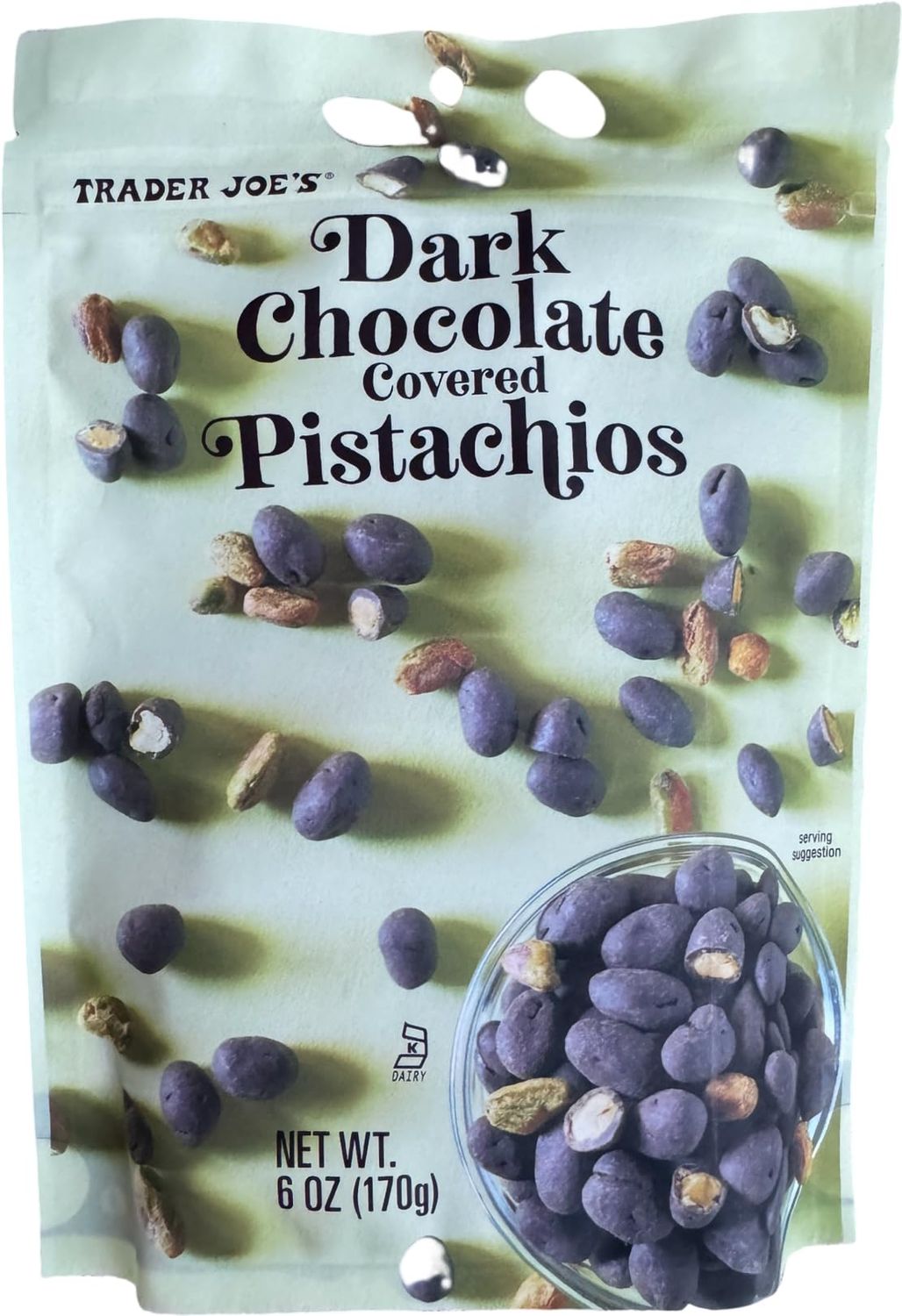 Trader Joe&#39;s Dark Chocolate Covered Pistachios, 6 oz (Pack of 1)