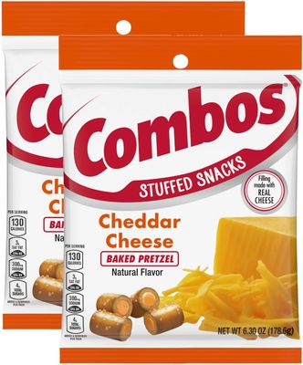 Combos Cheddar Cheese Baked Pretzels, 6.3 oz Bag (Pack of 2)