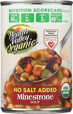 Health Valley Organic No Salt Added Soup, Minestrone, 15 Ounce