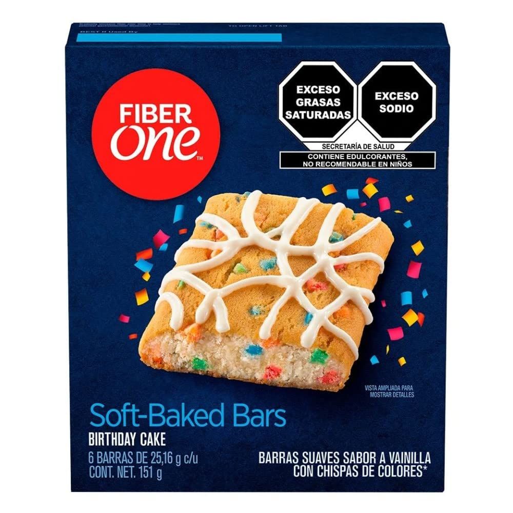 Fiber One 70 Calorie Soft-Baked Bars, Birthday Cake, Snack Bars, 6 ct