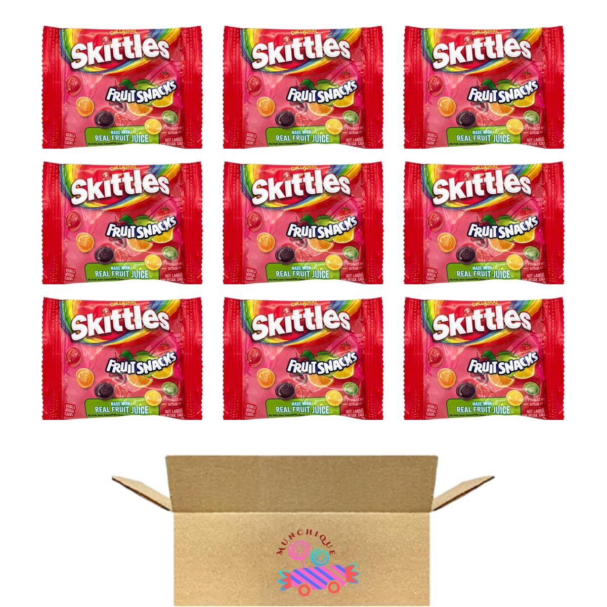 SkittlesFruit Snacks Original Flavor - 9 Packs of Real Fruit Juice Fruit Snacks Packets - 0.8 Oz Each  Iconic Fruit Flavors in Convenient On-the-Go Packs  Made with Real Fruit Juice