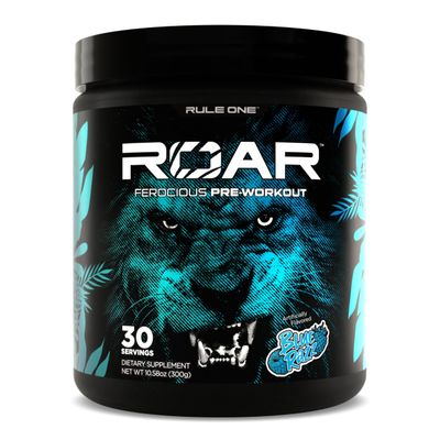 Rule 1 R1 Roar - Pre-Workout Powder with Creatine, Beta-Alanine, Citrulline, Electrolytes &amp; Caffeine (30 Servings, Blue Razz)