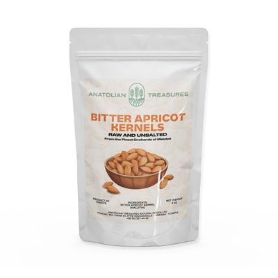 Raw Bitter Apricot Kernels - Premium Turkish Malatya Apricot Seeds, Natural Kernels, Healthy Snack, 8 oz Authentic Malatya Kayisi Cekirdegi - Apricot seed