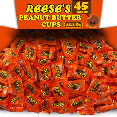 Reese Milk Chocolate Peanut Butter Cups, 45 Cnt, Milk Chocolate Peanut Butter Cups Snack Size, Individually Wrapped Gluten Free Kosher Candy, Bulk Chocolate Candy Party Pack
