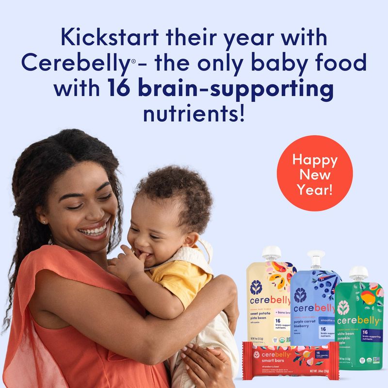 Cerebelly Baby Food Pouches - Organic Veggie Purees Winter Veggie Variety Pack (4 oz, Pack of 8) Toddler Snack, 16 Brain-Supporting Nutrients, Healthy Snack, Made with Gluten-Free Ingredients, Non-GMO
