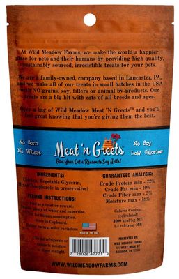 Wild Meadow Farms - Cat Treats - Meat 'N Greets - Soft Jerky Treats with Meat, Perfect for Training &amp; Rewarding, Snacks for Cats - Chicken Flavor