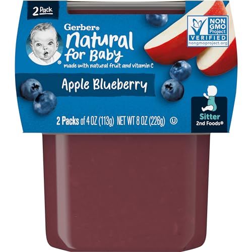 Gerber 2nd Foods Apple Blueberry, 4 Ounce Tubs, 2 Count (Pack of 8)