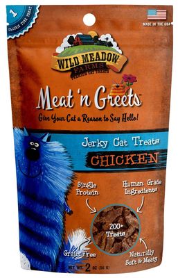 Wild Meadow Farms - Cat Treats - Meat &#39;N Greets - Soft Jerky Treats with Meat, Perfect for Training &amp; Rewarding, Snacks for Cats - Chicken Flavor