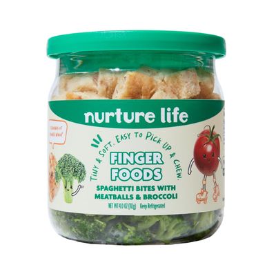 Nurture Life Finger Foods, Spaghetti Bites, Meatballs &amp; Broccoli, Freshly Made Baby &amp; Toddler Meals, Stage 3 Finger Foods for Self-Feeding Ready to Eat Meals w/Veggies Proteins, Refrigerated Delivery