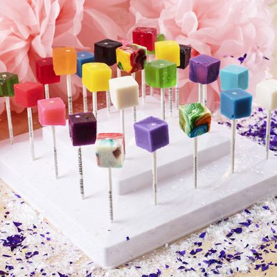 Hard Candy Cube Lollipop Suckers: Individually Wrapped Flavored Sucker Pack by Espeez - Old Fashioned Square Party Pops in Bulk - Green Apple, 24 Count