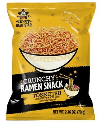Baby Star Crunchy Ramen Snack Tiny  Tonkotsu 2.46oz (6 Pack)  Delicious Dry Ramen Snack Packs