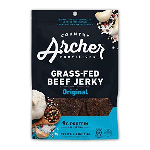 Original Beef Jerky by Country Archer, 100% Grass-Fed, Gluten Free, Protein Snacks, 2.5 Ounces, 4 Pack
