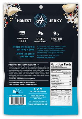 Original Beef Jerky by Country Archer, 100% Grass-Fed, Gluten Free, Protein Snacks, 2.5 Ounces, 4 Pack