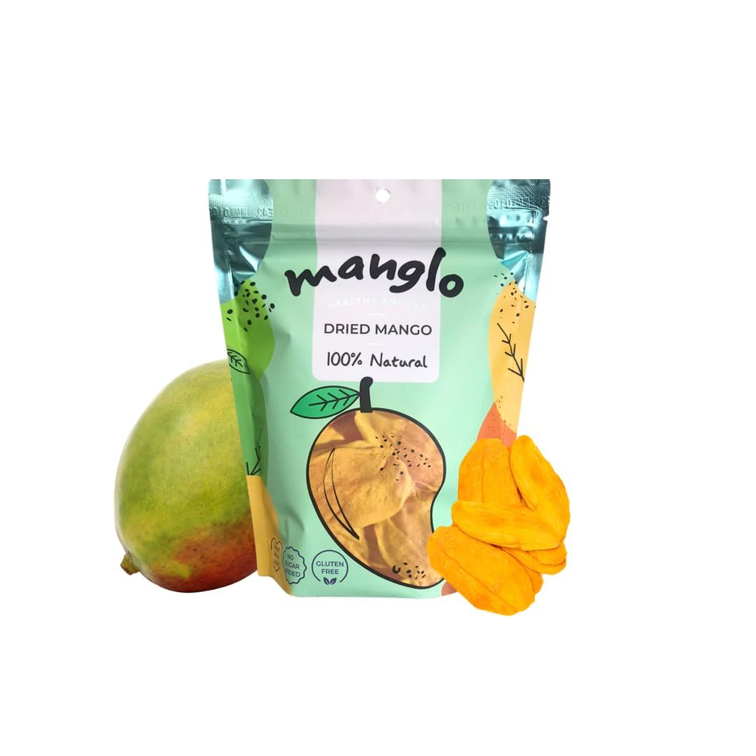 MANGLO l Mango Dried fruit Snacks l 100% natural l Unsweetened Dried Mango Slices l Gluten Free l Healthy Snacks for Kids and Adults  Vegan  10.4 oz  Resealable Bag