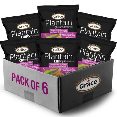Grace Sweet Chili Plantain Chips 2.5oz - 6 Pack Individual Bags - Jamaican Snacks Platanitos Gluten Free - Non-GMO &amp; No Trans Fat - Low Sodium Chips