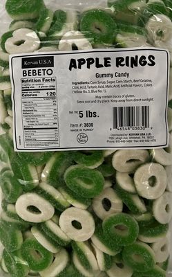 Kervan Candy Apple Rings Bulk Gummy Candy - 5 Pound Bag - Fruity &amp; Sweet Gift Snacks for Kids - Party Size