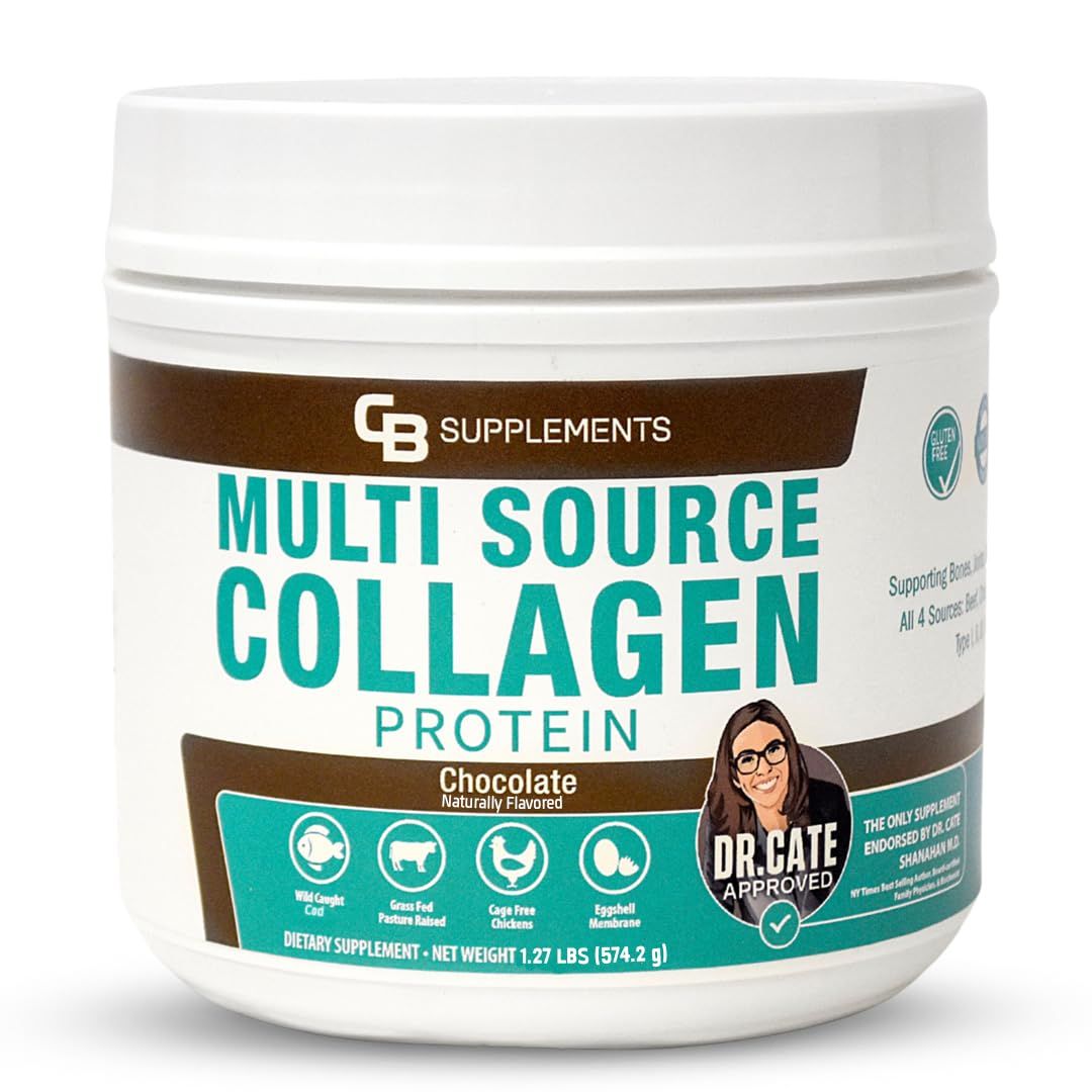 CB Supplements Chocolate Multi Collagen Protein Powder - Hydrolyzed Bovine Collagen Peptides, Albumen Protein, Hydrolyzed Marine Collagen Peptides, Natural Flavors