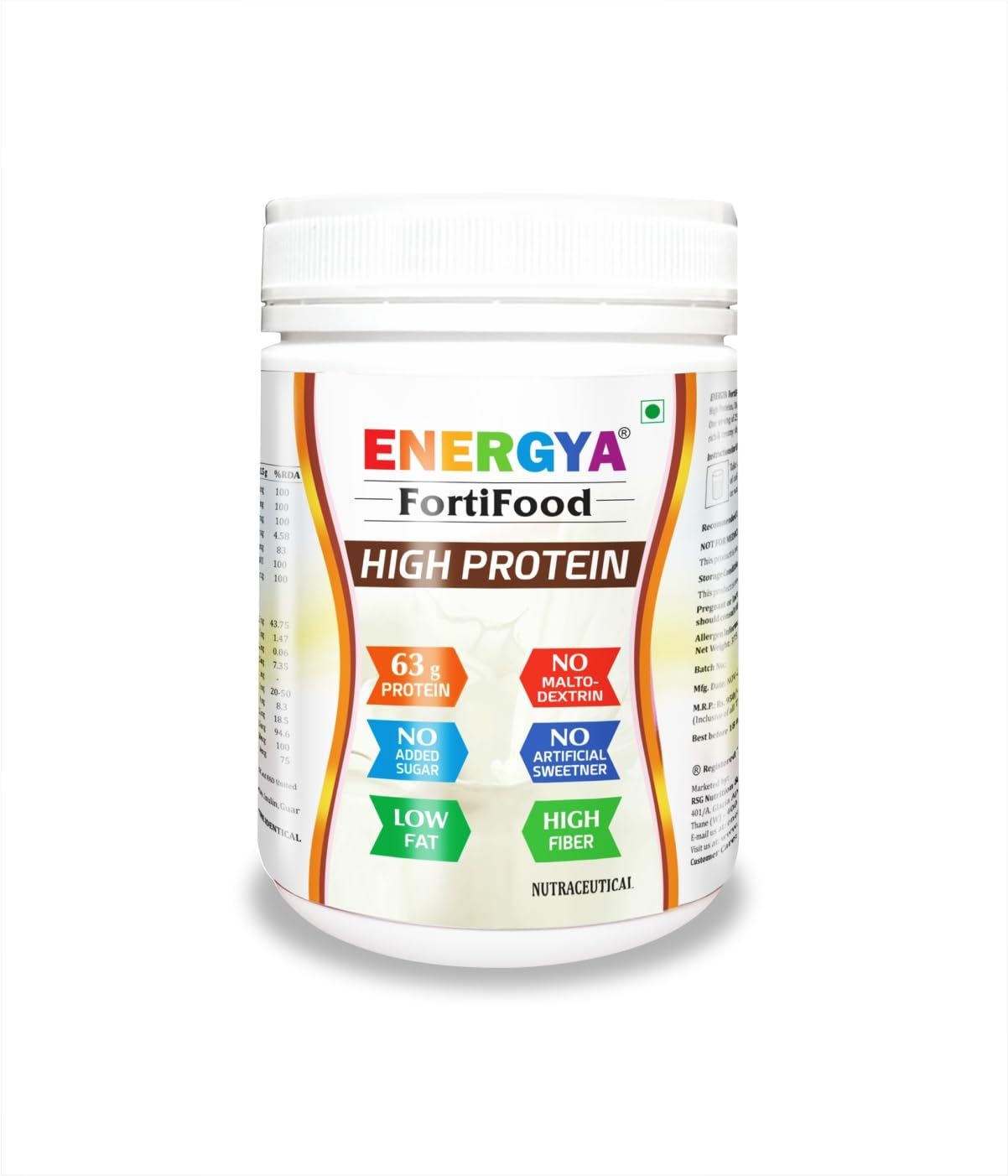 ENERGYA FORTIFOOD High Protein Powder 63g, Taste Best Whey &amp; Plant Protein  Prebiotic Fiber, 24 Vitamins Minerals for Muscle, Metabolic &amp; Women Health, Recovery, Immunity