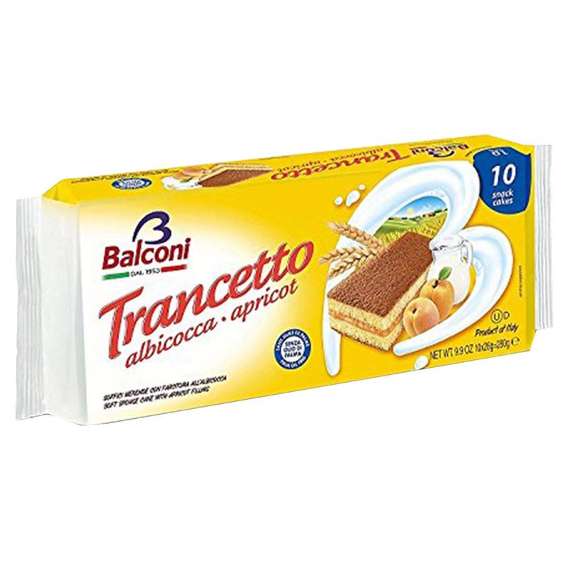 Balconi Trancetto Apricot 10 Snack Cakes, 280 Grams (Pack of 4)