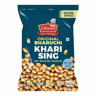 Jabsons - Roasted Skinless Peanuts (Bharuchi Khari Sing) 400 G, Himalayan Salt