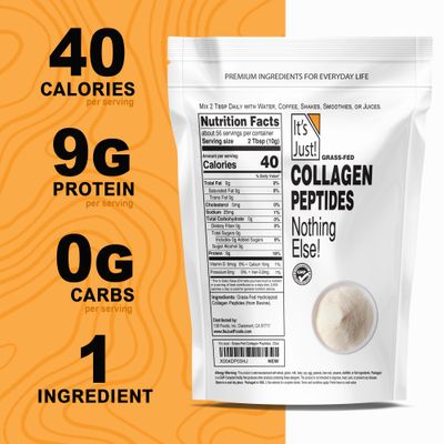 It's Just! - Collagen Protein Powder, 1.25lbs, Type I &amp; III, Pure Hydrolyzed Grass-Fed Collagen Peptides, Dissolves Quickly, Unflavored, 20oz