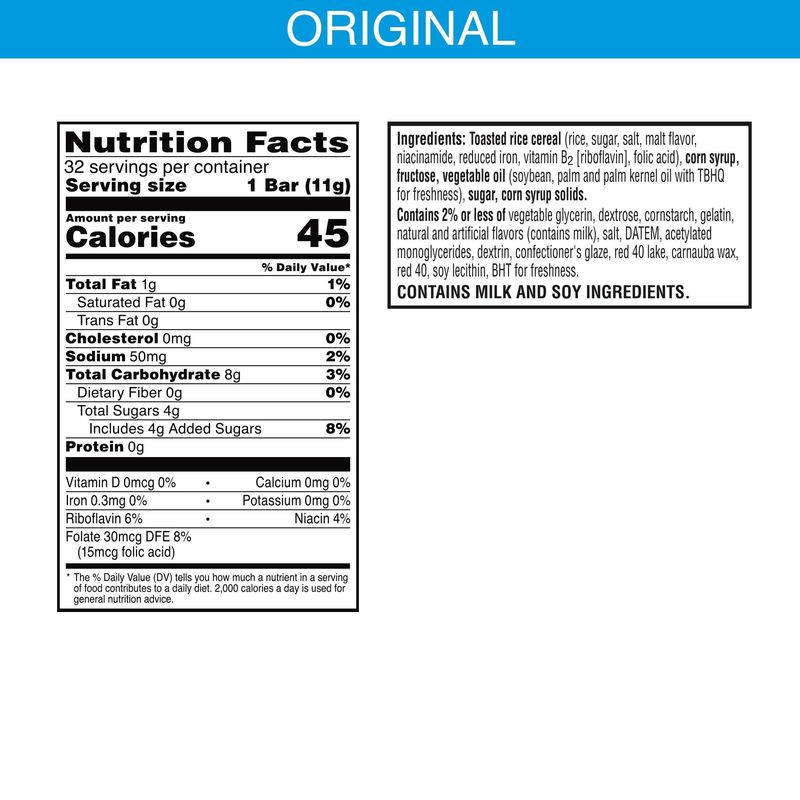 Rice Krispies Treats Mini Marshmallow Snack Bars, Valentine's Day Treats, Kids Snacks, Original with Holiday Sprinkles, 12.4oz Box (32 Bars)