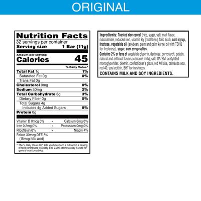 Rice Krispies Treats Mini Marshmallow Snack Bars, Valentine's Day Treats, Kids Snacks, Original with Holiday Sprinkles, 12.4oz Box (32 Bars)