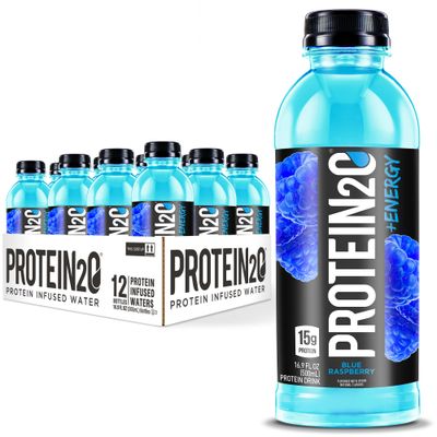 Protein2o 15g Whey Protein Infused Water Plus Energy, Blueberry Raspberry, 16.9 oz Bottle (Pack of 12)