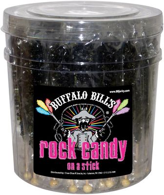 Buffalo Bills Black Cherry (Black) Rock Candy On A Stick (36-ct tub black rock candy crystal sticks)