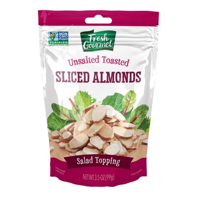 Fresh Gourmet Sliced Almonds  Toasted Flavor  3.5 Ounce, Pack of 9  Crunchy Snack and Salad Topper