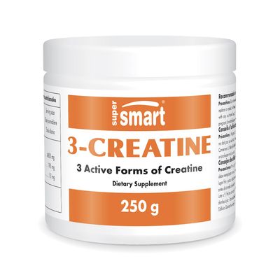 Supersmart - 3-Creatine Powder (High Strength) - Creatine Complex - with Creatine Monohydrate, Phosphate, Pyruvate - Sport Performance &amp; Recovery  Non-GMO &amp; Gluten Free - 250 g