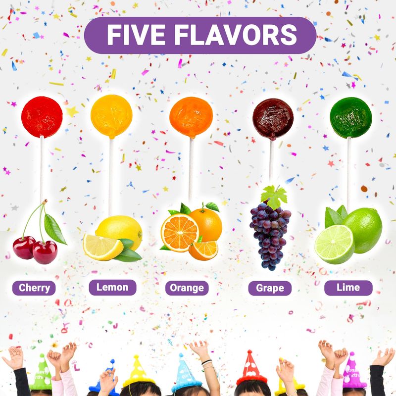 Lollipops Individually Wrapped - 2 Pound (About 75 pcs.) Bulk Suckers for Kids - Classic Lollipops Bulk Flats -5 Assorted Fruit Flavors
