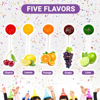 Lollipops Individually Wrapped - 2 Pound (About 75 pcs.) Bulk Suckers for Kids - Classic Lollipops Bulk Flats -5 Assorted Fruit Flavors