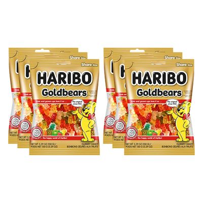 Only Kosher Candy Haribo Goldbears, Kosher Certified, Share Size, 5.29 Ounces Pack (Pack of 6)